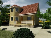 Каркасный дом 7х9 | Одноэтажные с мансардой деревянные дома и коттеджи с террасой 7х9