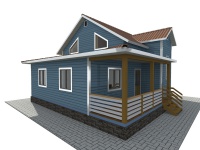 Каркасный дом 7х10 | Полутороэтажные деревянные дома с террасой 8х10