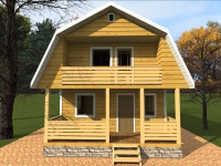 Дом из бруса 6х8 | Одноэтажные с мансардой садовые домики из бруса с террасой 6х8