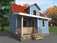 Каркасный дом 6х8 | Одноэтажные с мансардой деревянные садовые домики с террасой