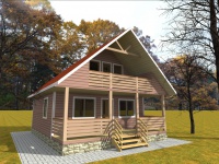Каркасный дом 7х9 | Одноэтажные с мансардой деревянные садовые домики с балконом 7х9