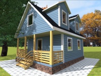 Каркасный дом 6х8 | Одноэтажные с мансардой деревянные дачные дома с террасой