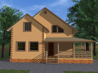 Каркасный дом 8х9 | Полутороэтажные деревянные дома с террасой 8х10